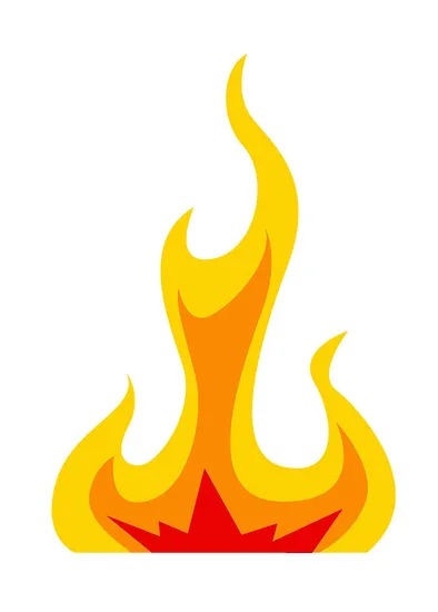 A cartoon flame