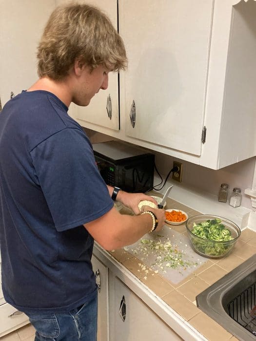 cooking, fried rice, chopping