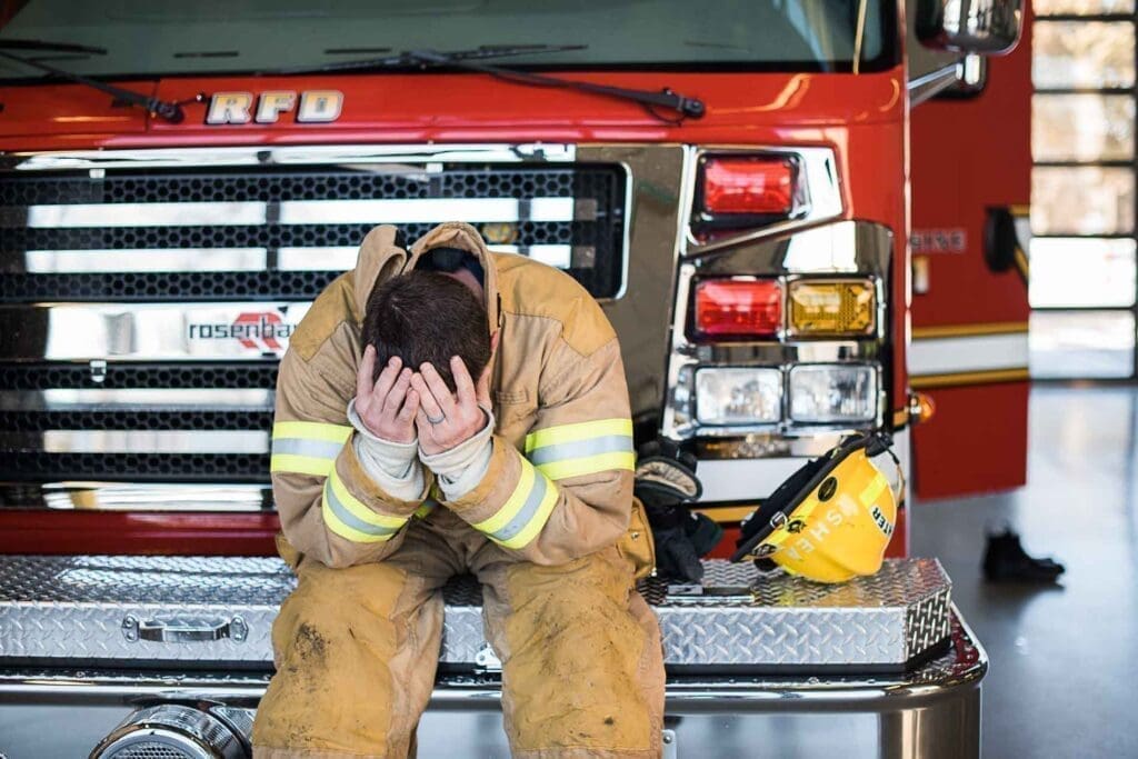 volunteer fire department, sad, crisis