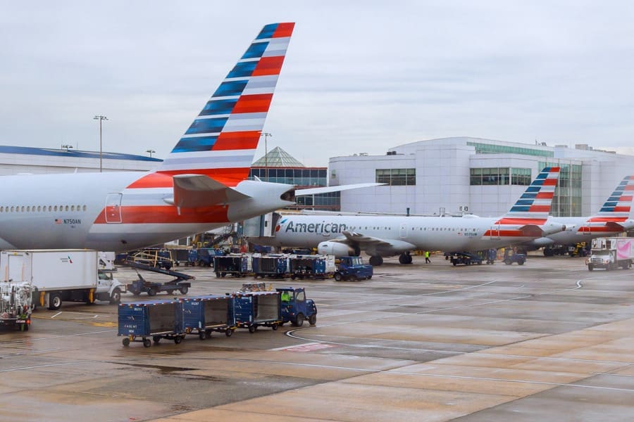 airplane, American, gate, Charlotte